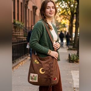 Mushroom Cottagecore Corduroy Messenger Bag